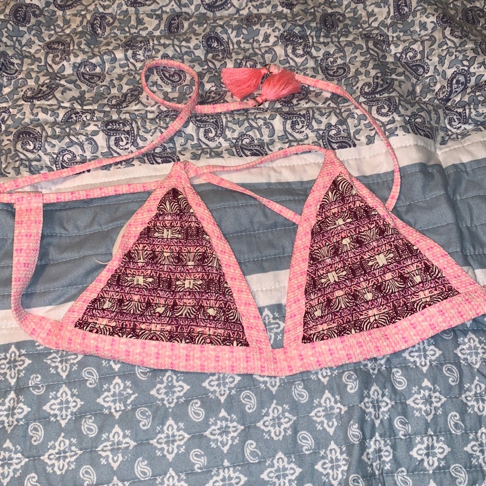 Coral bikini with tassels